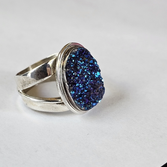 Vintage Jay King Genuine Druzy Quartz Ring in Sterling Silver Size - Picture 2 of 5